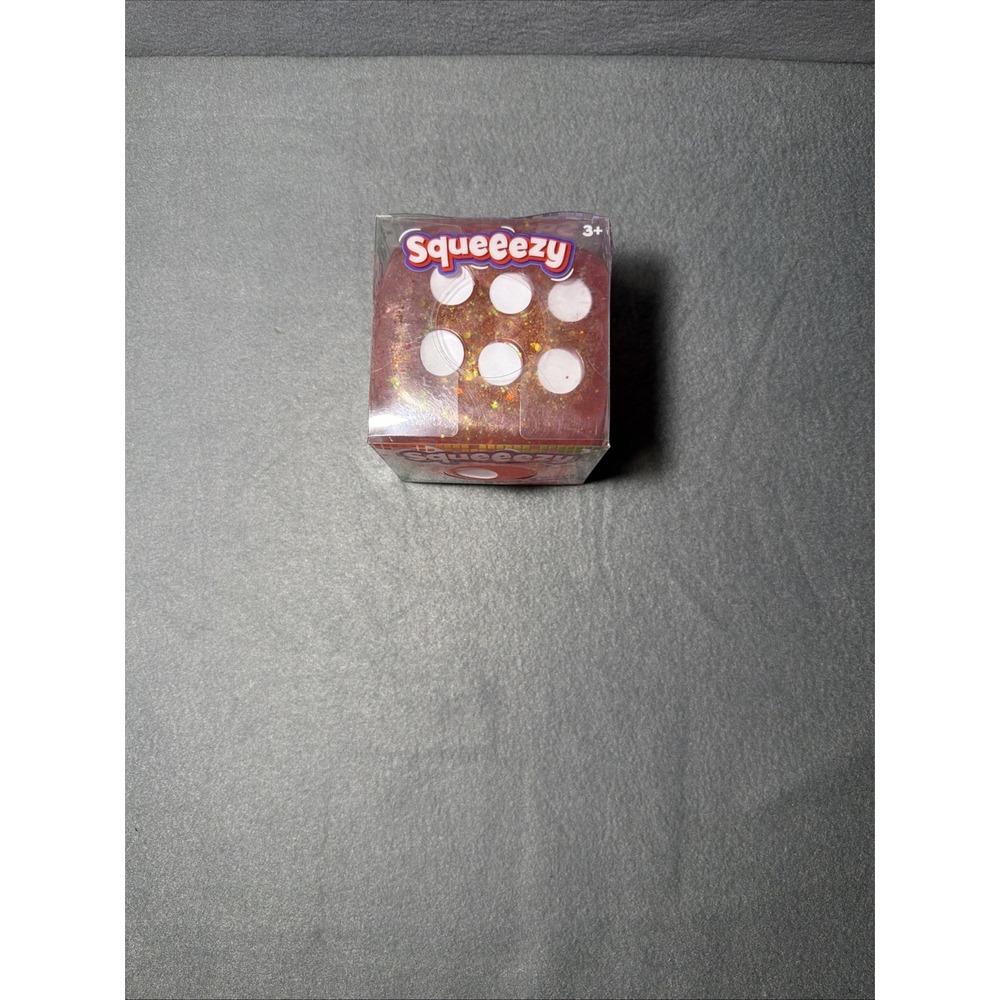 Squeeezy Squishy Stress Relief Fidget Sensory Toy Peach Glitter Dice Cube